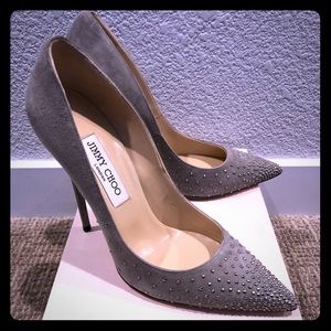 Jimmy Choo Anouk Pebble/Silver Stud Heels 38.5